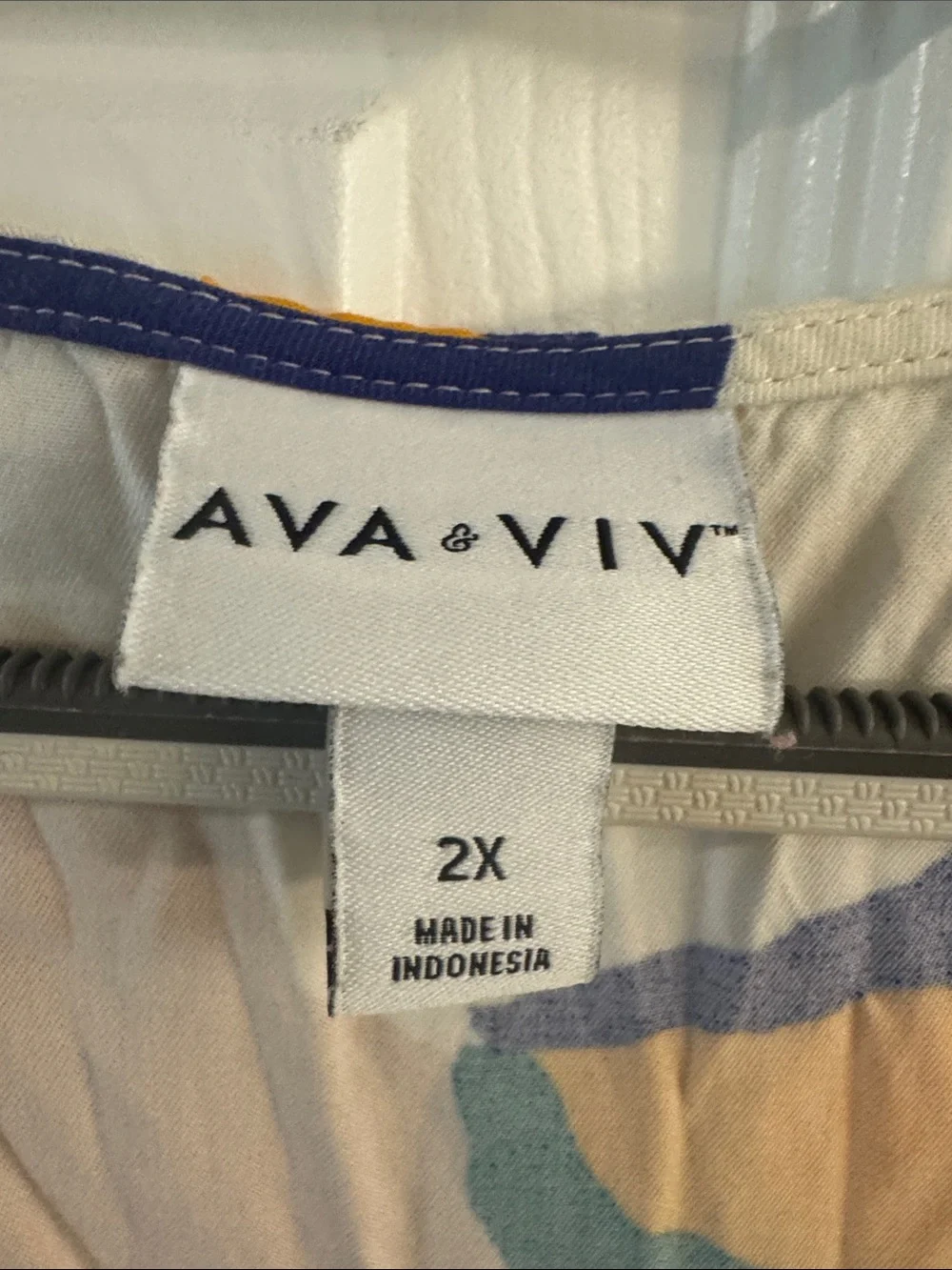 Ava & Viv Abstract Button-Front Maxi Dress in Yellow, Purple, Green, Cream - Picture 2 of 4